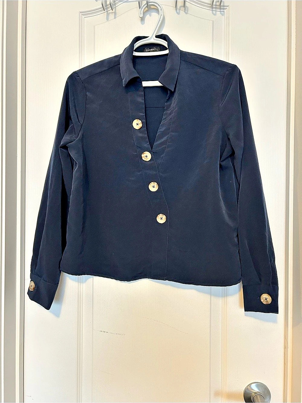 Dynamite Black Button Front Blouse